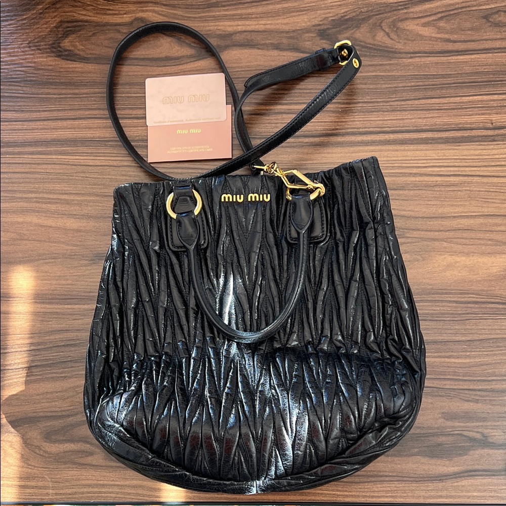 AUTH Miu Miu Matelasse lux 2 Way Tote Bag
